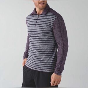Lululemon Men’s Yachie Striped Heathered Purple Surge Warm 1/2 Zip - Est. M
